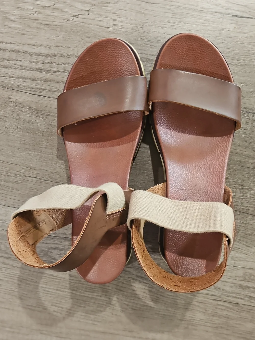 MIA Adley wedge  brown & tan women's sandals size 8.5